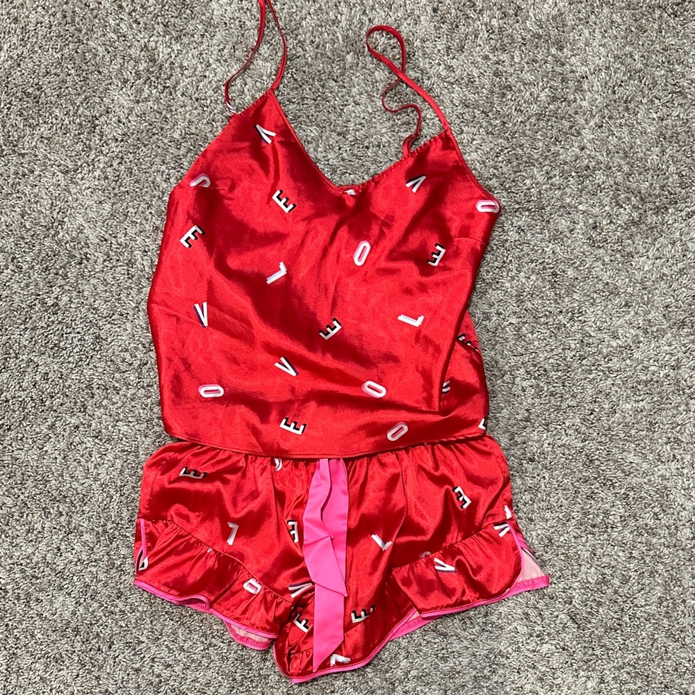 Red Satin Women's Sleepwear Set